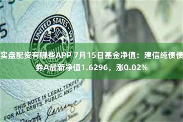 实盘配资有哪些APP 7月15日基金净值：建信纯债债券A最新净值1.6296，涨0.02%