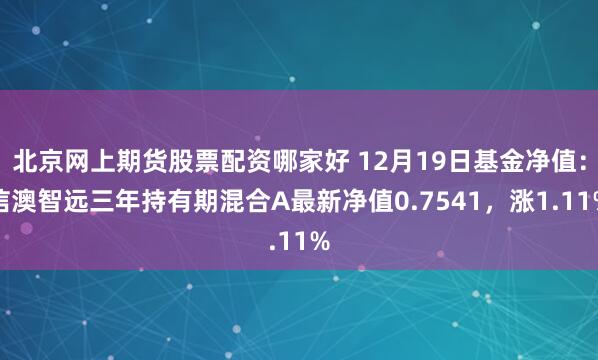 北京网上期货股票配资哪家好 12月19日基金净值：信澳智远三年持有期混合A最新净值0.7541，涨1.11%