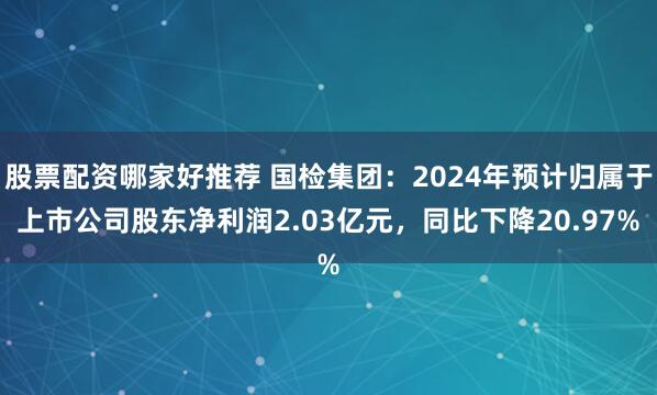 股票配资哪家好推荐 国检集团：2024年预计归属于上市公司股东净利润2.03亿元，同比下降20.97%